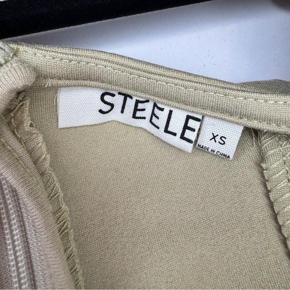 STEELE Bustier Mini Dress XS NWT Beige Bodycon Cocktail - Picture 5 of 8